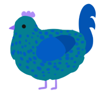 A sea and ultramarine chicken with a speckle pattern