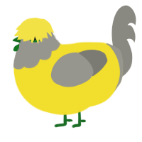 A yellow and ash chicken with a head pattern