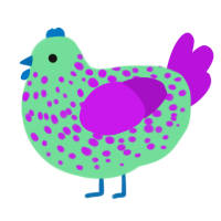 A spring and amethyst chicken with a speckle pattern