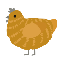 A ochre and orange chicken with a bar pattern