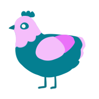 A sea and lavender chicken with a head pattern