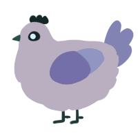 A teal and chartreuse chicken