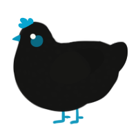 A black chicken with a speckle pattern
