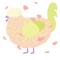 A rose and lemon chicken with a speckle pattern