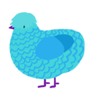 A aqua and sky chicken with a lace pattern