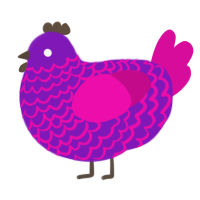 A violet and fuchsia chicken with a lace pattern