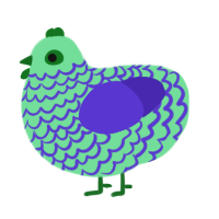 A spring and indigo chicken with a lace pattern