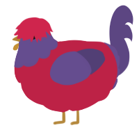 A crimson and overcast chicken with a head pattern