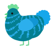 A sea and sky chicken with a bar pattern
