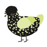 A sable and lemon chicken with a speckle pattern