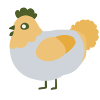 A mist and honey chicken with a head pattern