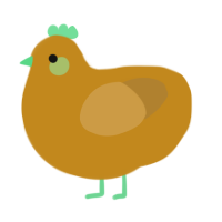 A ochre and gold chicken
