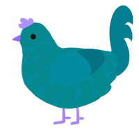 A teal and sea chicken with a bar pattern