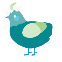 A teal and gluppy chicken