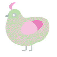 A gluppy and pink chicken with a double-lace pattern