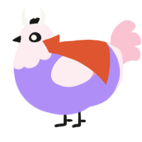 A lilac and rose chicken with a head pattern