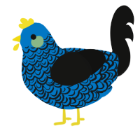 IKEA, a sapphire and black chicken with a double-lace pattern