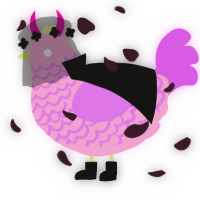 A Knife Most Demure, a pink and orchid chicken with a lace pattern