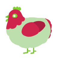 A gluppy and crimson chicken with a head pattern