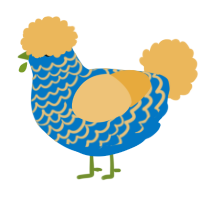 A sapphire and honey chicken with a lace pattern
