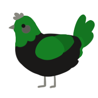 Mini Hulk, a sable and leaf chicken with a head pattern