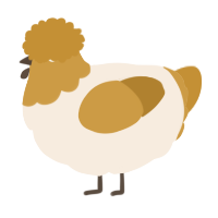 A cream and gold chicken with a head pattern