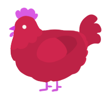 A crimson chicken with a head pattern