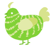 A grass and lemon chicken with a bar pattern
