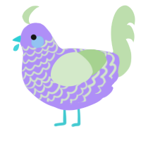 A lilac and gluppy chicken with a lace pattern