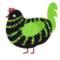 A sable and grass chicken with a bar pattern