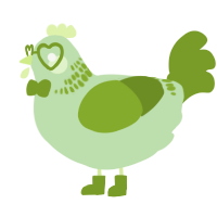 A gluppy and chartreuse chicken with a neck-band pattern