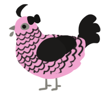 Bittersweet, a pink and sable chicken with a lace pattern
