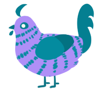 A lilac and sea chicken with a bar pattern