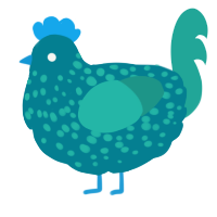 A sea and turquoise chicken with a speckle pattern