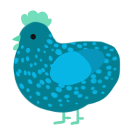 A sea and cerulean chicken with a speckle pattern