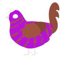 A amethyst and russet chicken with a bar pattern