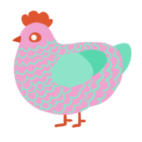 A pink and mint chicken with a lace pattern