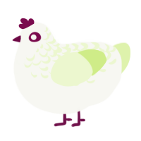 A white and apple chicken with a half-lace pattern