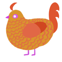 A orange and vermilion chicken with a lace pattern