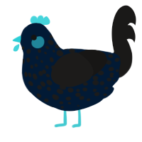 A tumblr and sable chicken with a speckle pattern