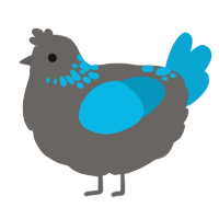 A grey and cerulean chicken with a neck-speckle pattern