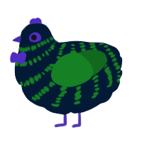 A tumblr and leaf chicken with a bar pattern