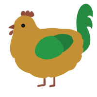 A gold and viridian chicken