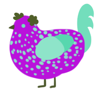 A amethyst and mint chicken with a speckle pattern