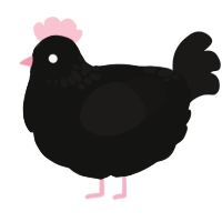 A black and sable chicken with a neck-speckle pattern