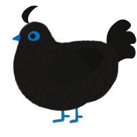 Voice of the Broken, a sable and black chicken with a lace pattern