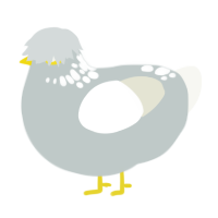 A silver and white chicken with a neck-speckle pattern