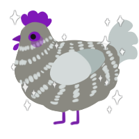 A ash and silver chicken with a bar pattern