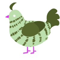 A gluppy and olive chicken with a bar pattern