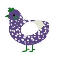 A overcast and white chicken with a speckle pattern